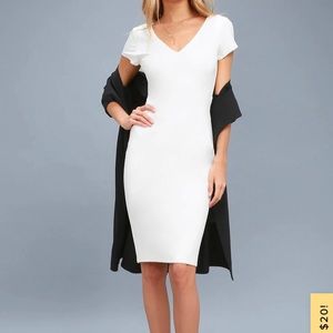 Lulu’s White Bodycon Midi Dress New with Tags